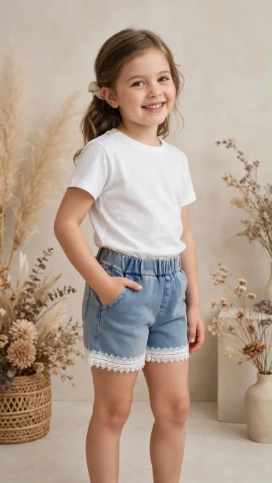 Short de Jeans con Encaje Importado Nena