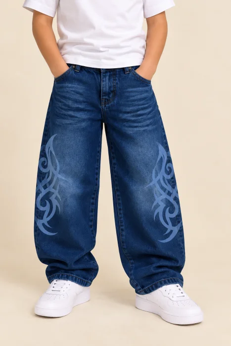 Jeans Baggy Tribal Kids-diseño Láser