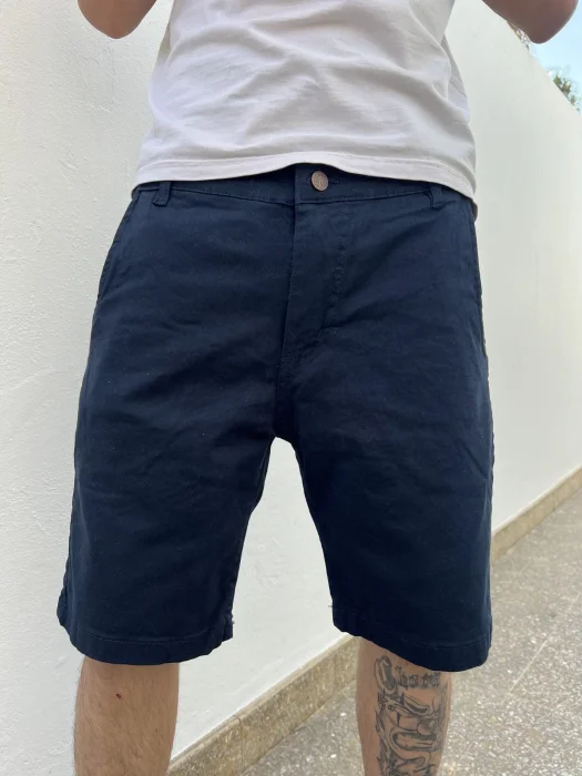 Bermuda Elastizado Corte Chino Azul
