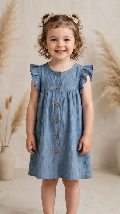 Vestido con Botones y Volados en los Hombros Importados - Nena