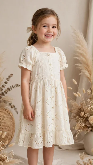 Vestido con Botón y Elastisado Ado Importado de Nena