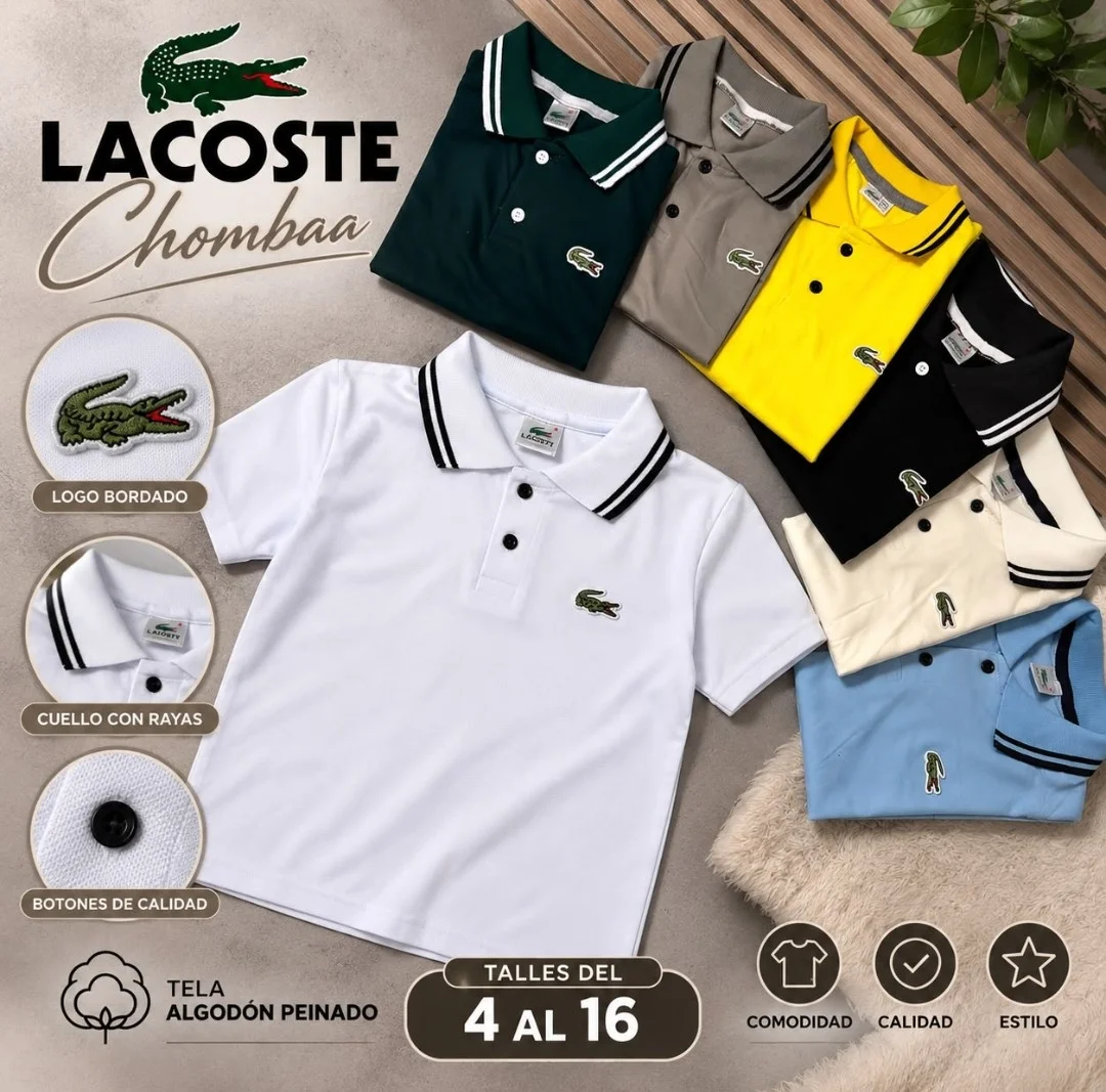Chombas Lacoste (algodón Peinado) Niños - Imagen 3