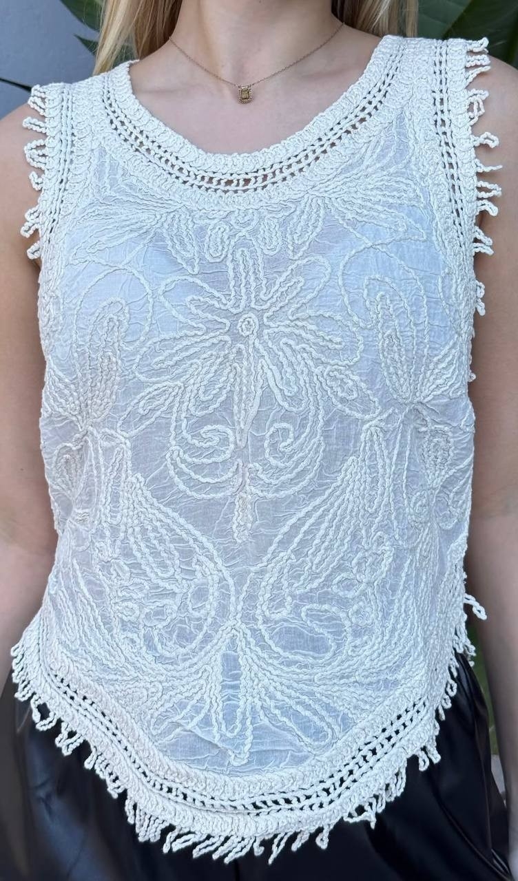 Musculosa de Tul Bordado con Relieve - Imagen 4
