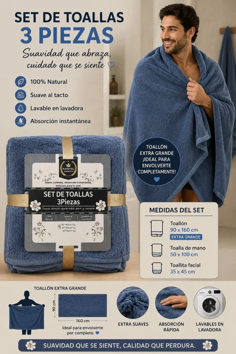 Juego de Toalla y Toallon y Toallita