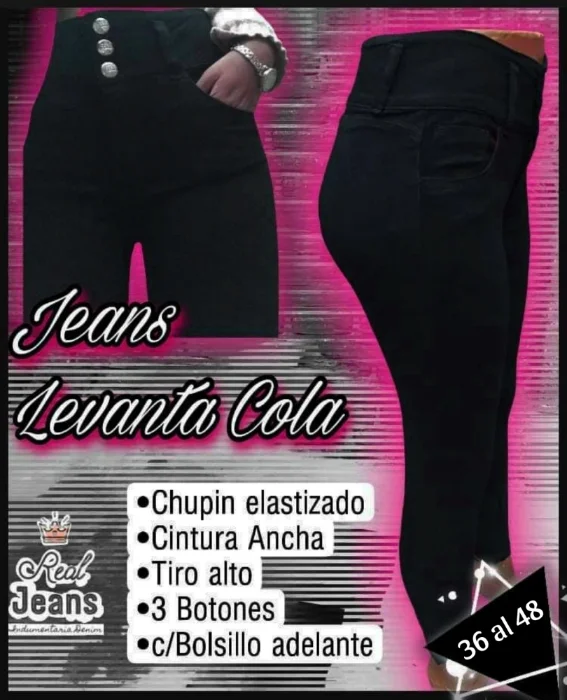 Jeans Negro Corte Colombiano