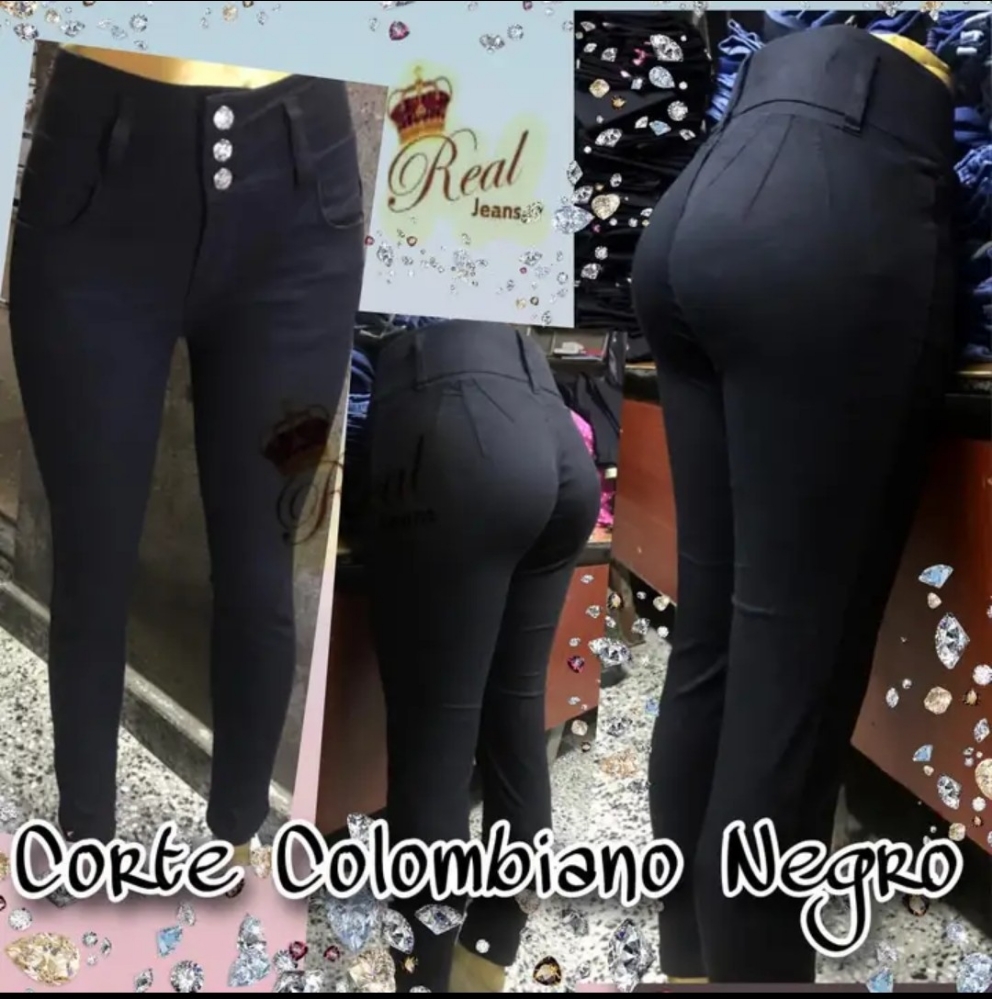 Jeans Negro Corte Colombiano - Imagen 2