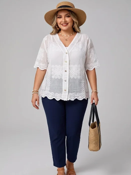 Blusa Bony de Tul Bordado con Relieves