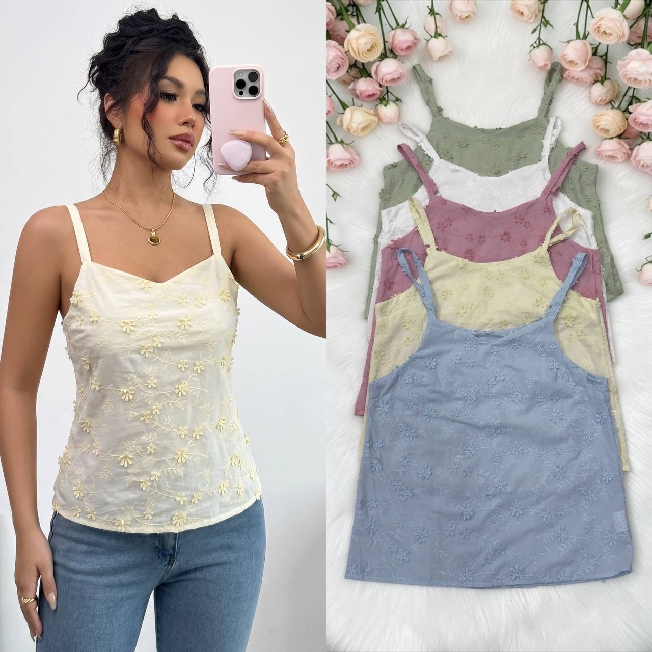 Musculosa Grecia de Broderi Bordado - Imagen 2