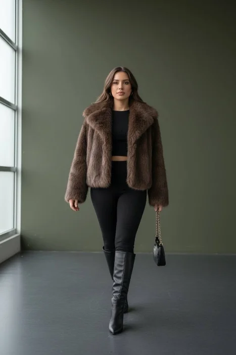 Abrigo Raisa de Piel Dark Brown