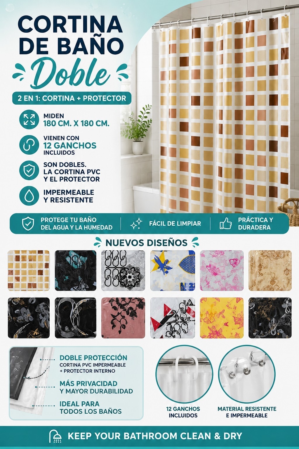 Cortina de Baño Doble - Imagen 1