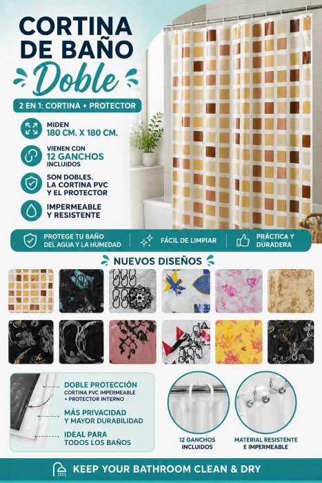 Cortina de Baño Doble