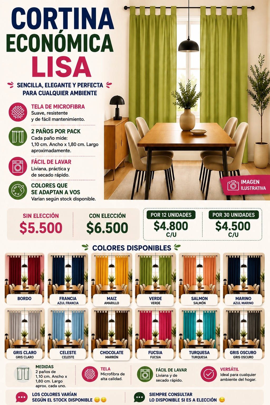 Cortinas Economicas Lisas - Imagen 1