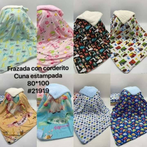Frazadas de Bebé Estampadas con Corderito Cunita y Cuna Funcional