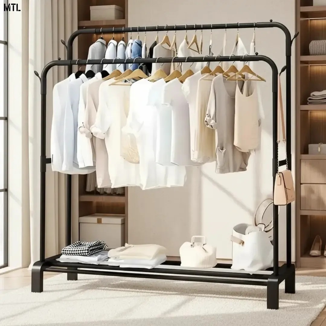 Perchero Doble Exhibidor Mtl Negro Organizador de Ropa Hogar - Imagen 5