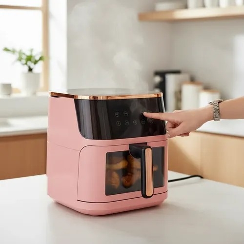 Freidora de Aire 1400w Xl 10lts Freidora de Aire 10l Rosa y Plateado - Imagen 4
