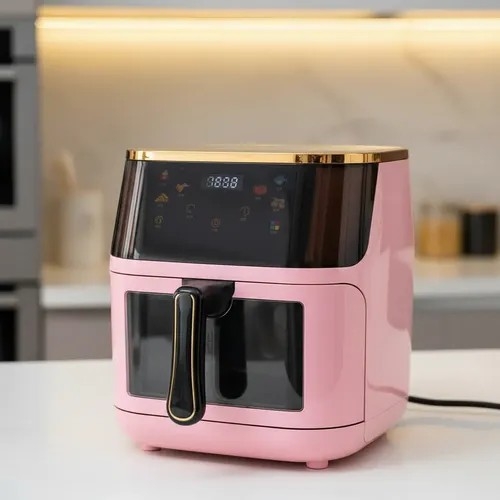 Freidora de Aire 1400w Xl 10lts Freidora de Aire 10l Rosa y Plateado - Imagen 5