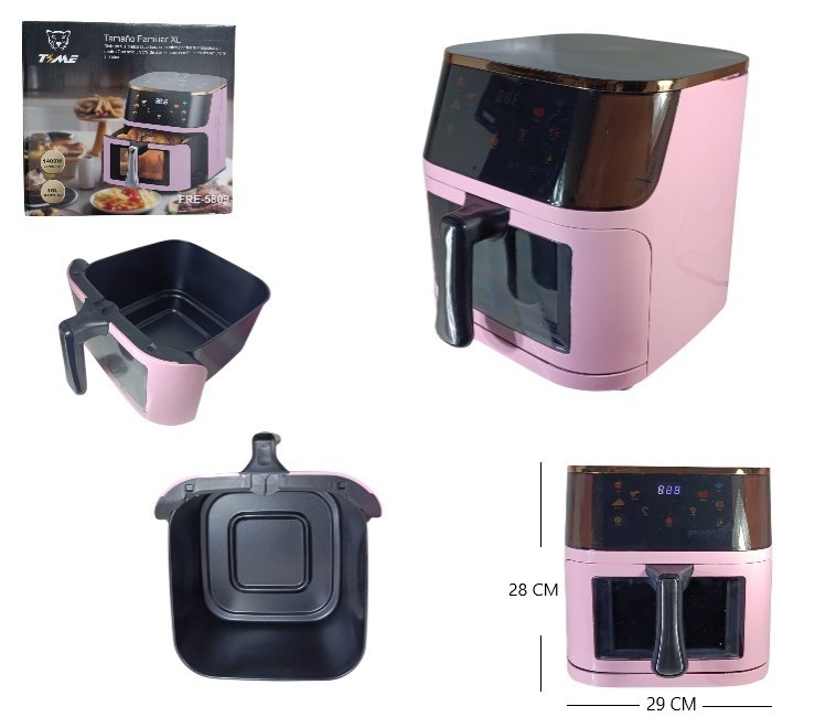 Freidora de Aire 1400w Xl 10lts Freidora de Aire 10l Rosa y Plateado - Imagen 6