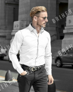 Camisa Blanca Lisa Elastizada - - Miniatura 5