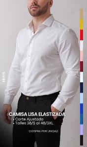 Camisa Blanca Lisa Elastizada - - Miniatura 3