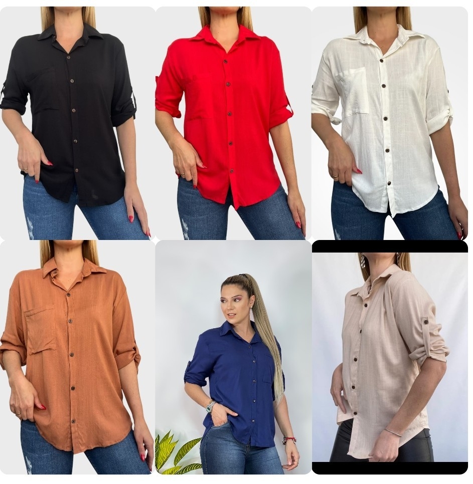 Camisas Manga 3/4 Lino Spandex - Imagen 5