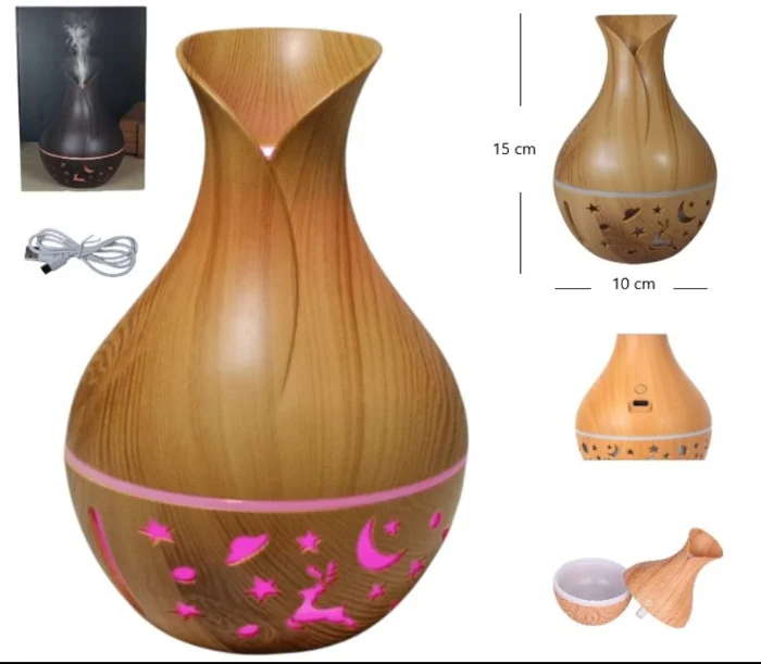 Humidificador- Aromatizante Símil Madera Florero
