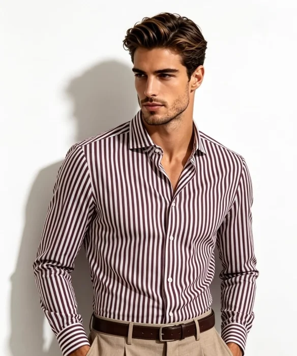 Camisa Elastizada a Rayas Premium