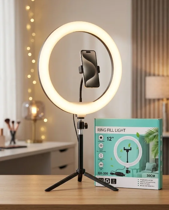 Aro de Luz Led 30 Cm Qx-300 Luz Fría Cálida y Neutra