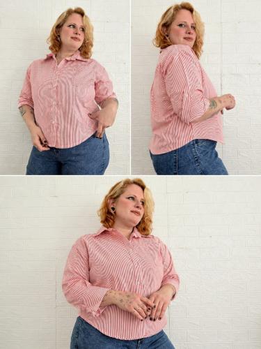Camisa Rayada Corta Oversize Solo Rojo Disponible Últimas - Miniatura 2