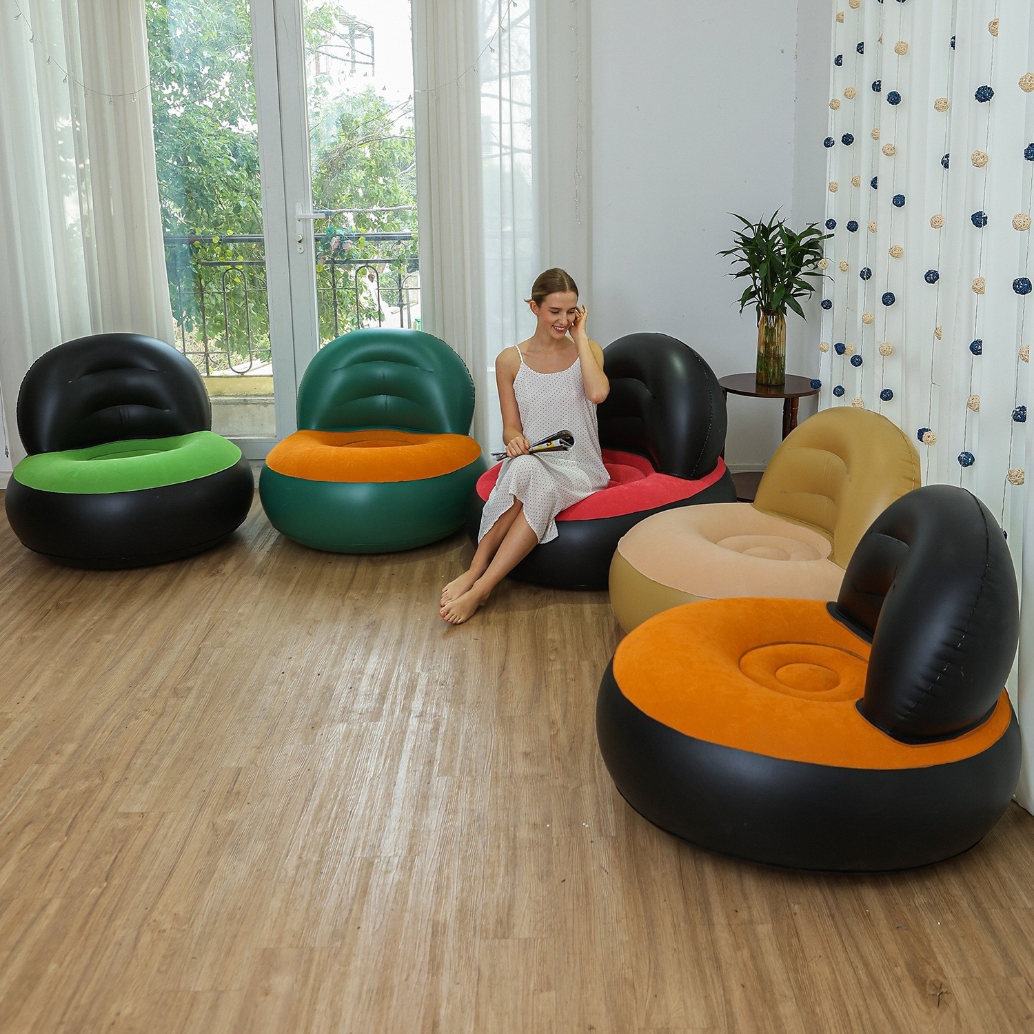 Sillon Puff Sofa Inflable Individual Reforzado Portátil - Imagen 6