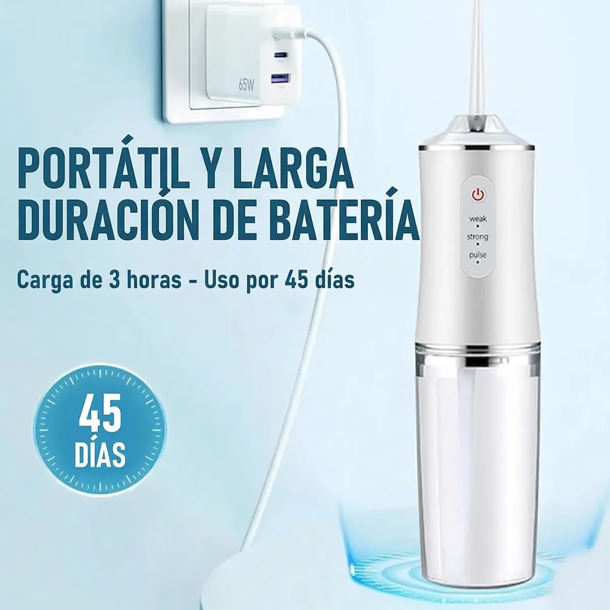 Irrigador Bucal Portatil Recargable 3 Velocidades Agua Pro - Imagen 6