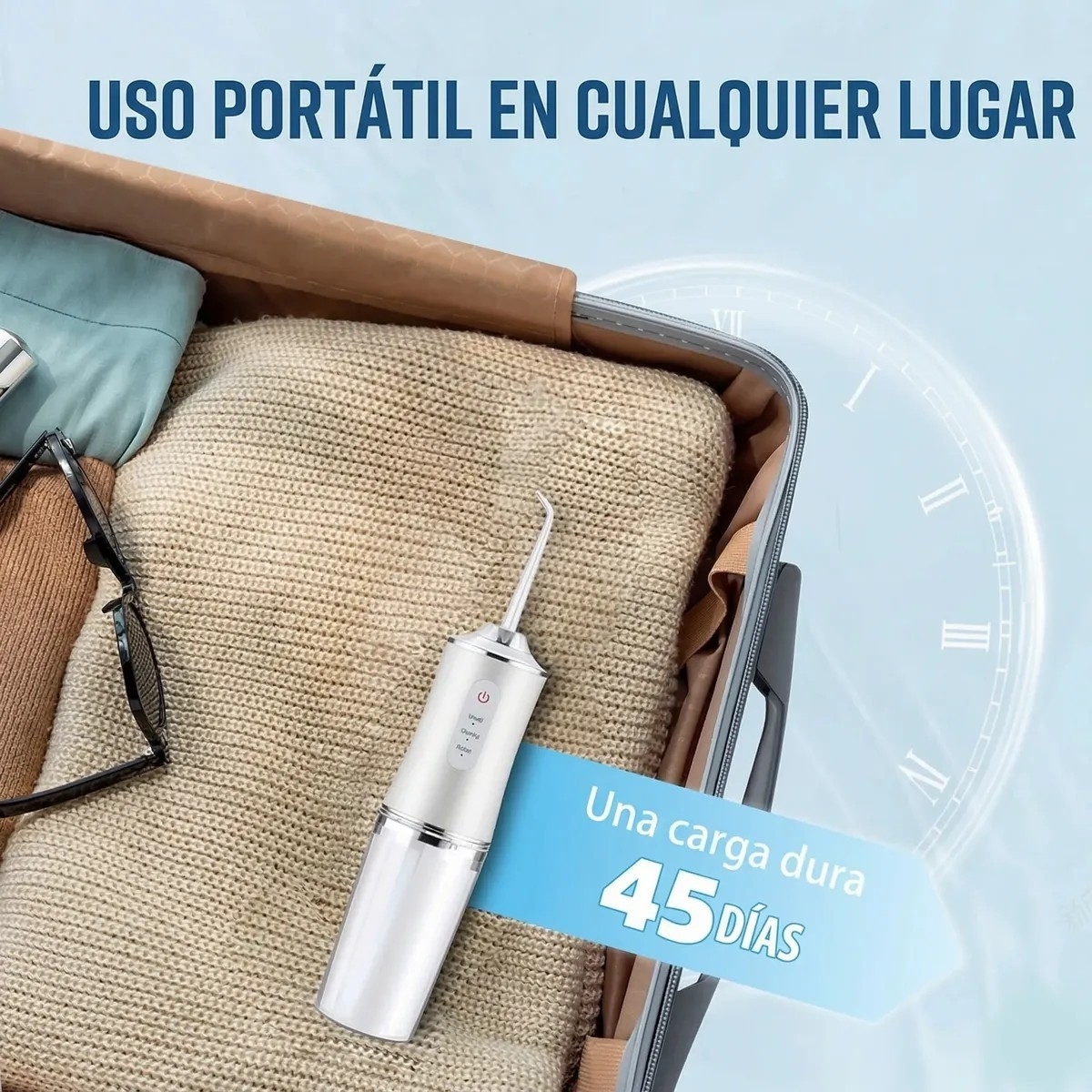 Irrigador Bucal Portatil Recargable 3 Velocidades Agua Pro - Imagen 7