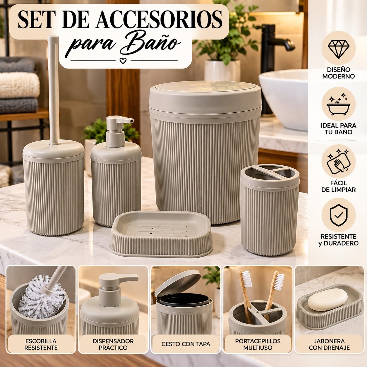 Set Baño 5 Piezas - Imagen 2