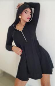 Art.2027 Vestido por Curva con Recortes, Bolsillos y Cierre