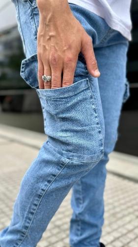 Jean Jogger Cargo Celeste Hombre - Miniatura 2