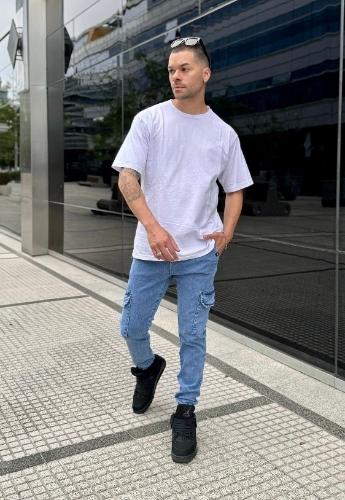 Jean Jogger Cargo Celeste Hombre - Miniatura 3