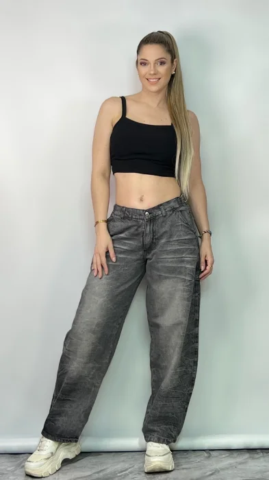 Jean Baggy Gris Oscuro Regulador Dama