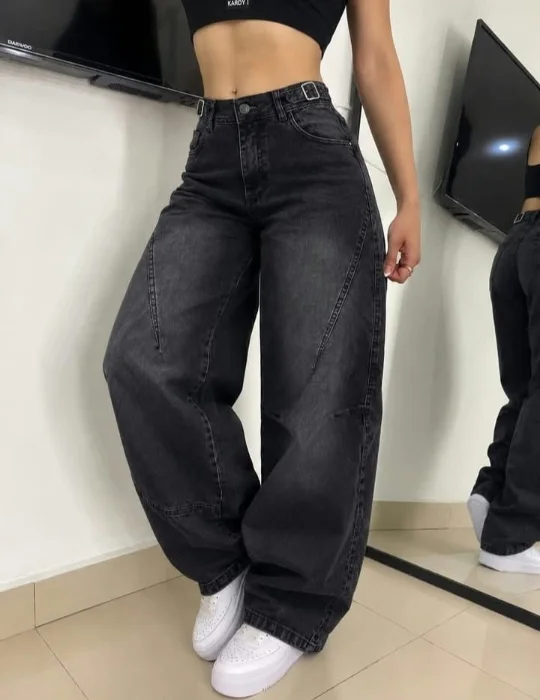Jean Baggy Gris Oscuro Regulador Dama