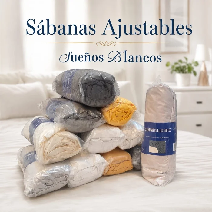 Sabana Ajustable "sueños Blancos" - 1 Plaza y Media