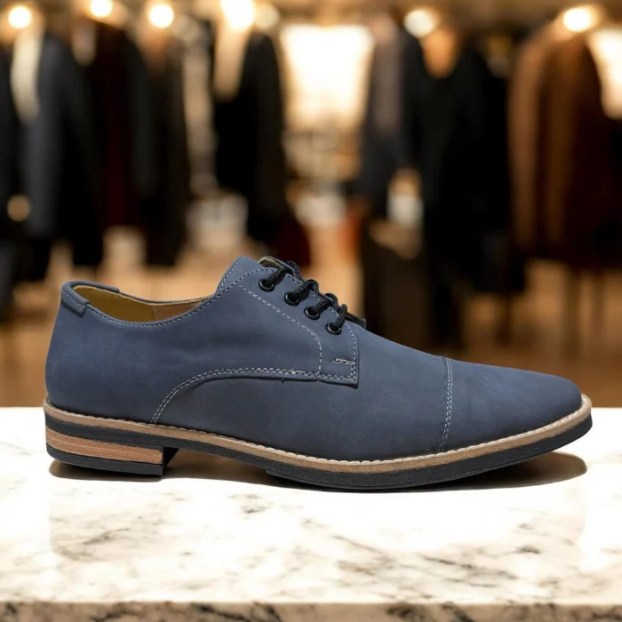 Zapato Cuero Ecológico Azul