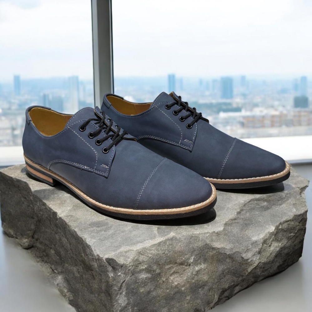 Zapato Cuero Ecológico Azul - Imagen 2