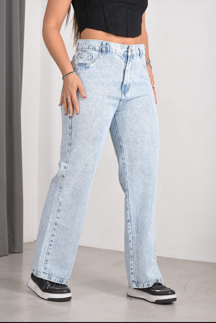 Jean Wide Celeste Claro Dama Palazo - Imagen 4