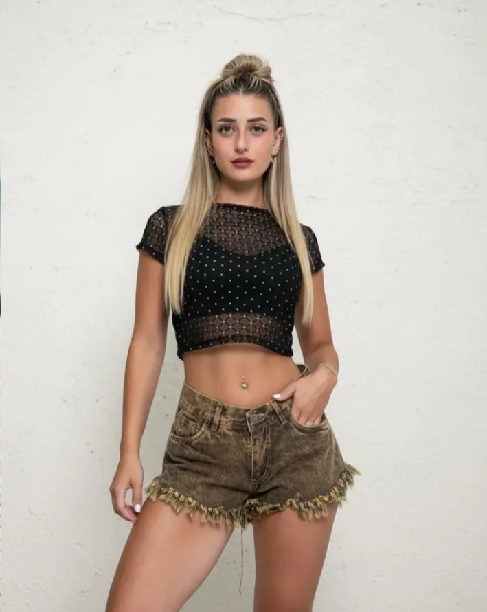 Short Jean Playero Stras Brillo Dama - Imagen 5
