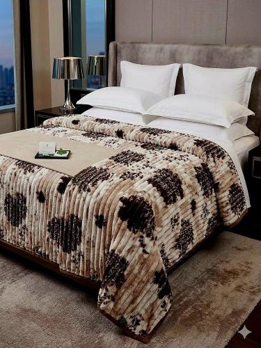 Manta Queen Size Piel Conejo Animal Print C / Corderito