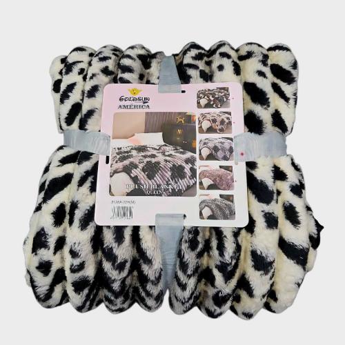 Manta Queen Size Piel Conejo Animal Print C / Corderito - Miniatura 3