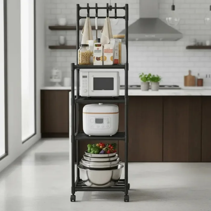 Organizador Multiuso con Ruedas 4 Estantes Metalico