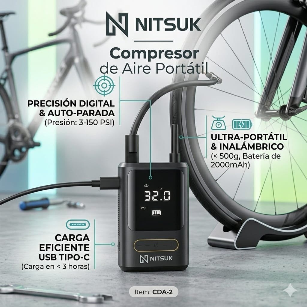 Compresor Inflador 2000mah Cda-2 - Imagen 2
