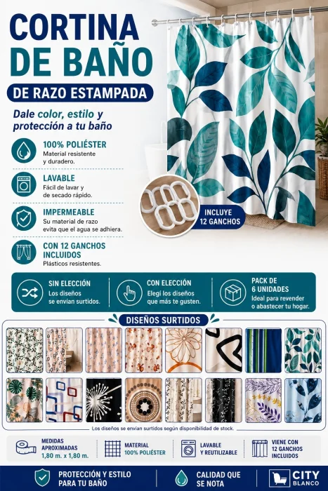 Cortina de Baño de Razo Estampada