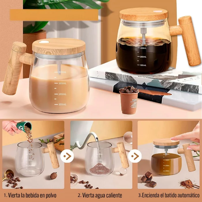 Taza Batidor Automatico de Vidrio