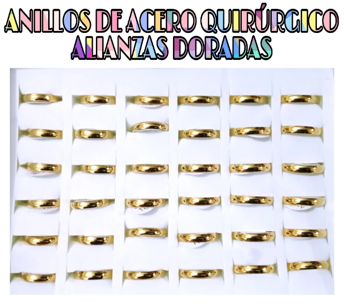 Anillos Dorados de Acero Quirúrgico