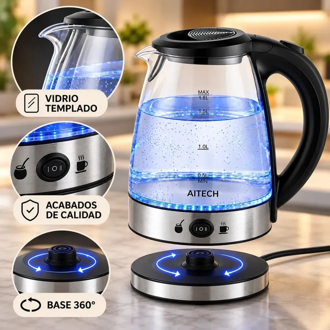 Jarra Pava Electrica con Corte Mate Vidrio - Imagen 4